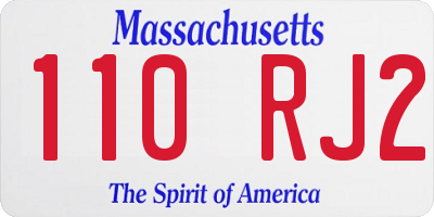 MA license plate 110RJ2