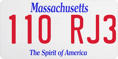 MA license plate 110RJ3