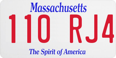 MA license plate 110RJ4