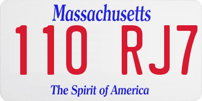 MA license plate 110RJ7