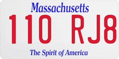 MA license plate 110RJ8