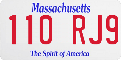MA license plate 110RJ9