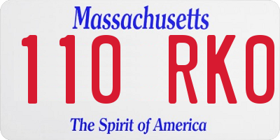 MA license plate 110RK0