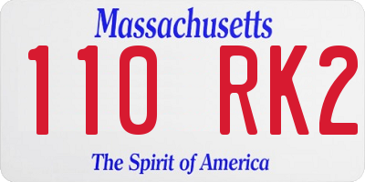 MA license plate 110RK2