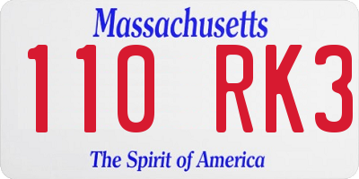 MA license plate 110RK3