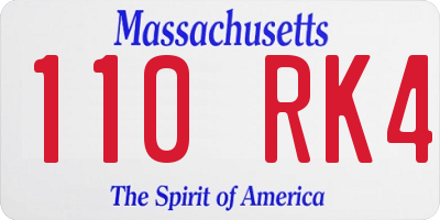 MA license plate 110RK4