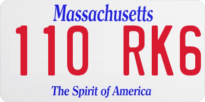 MA license plate 110RK6