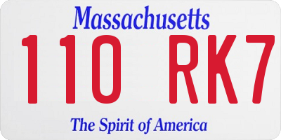 MA license plate 110RK7