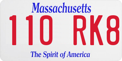 MA license plate 110RK8