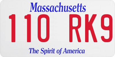 MA license plate 110RK9