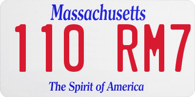 MA license plate 110RM7