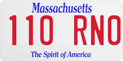 MA license plate 110RN0