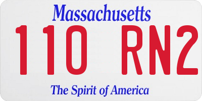 MA license plate 110RN2