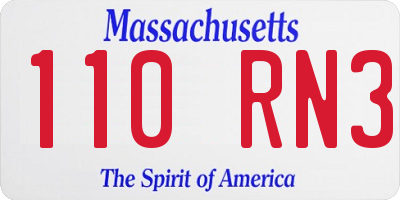 MA license plate 110RN3