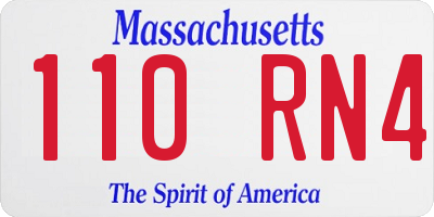 MA license plate 110RN4