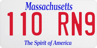 MA license plate 110RN9