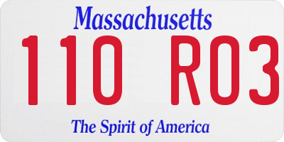 MA license plate 110RO3
