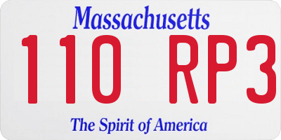MA license plate 110RP3