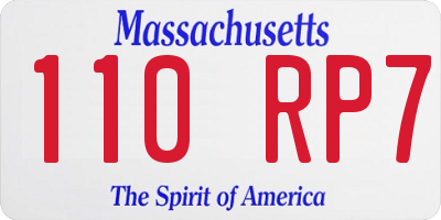 MA license plate 110RP7