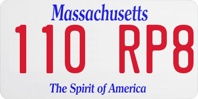 MA license plate 110RP8