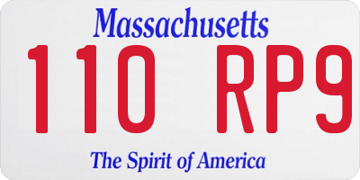 MA license plate 110RP9