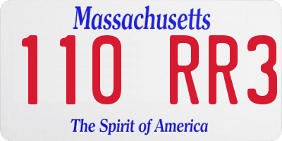 MA license plate 110RR3