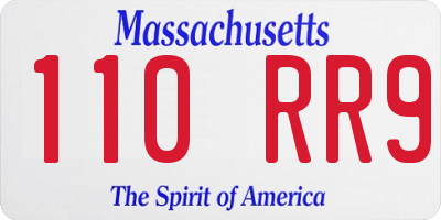 MA license plate 110RR9