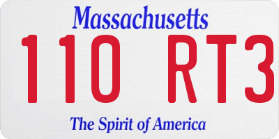 MA license plate 110RT3