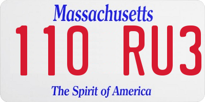 MA license plate 110RU3