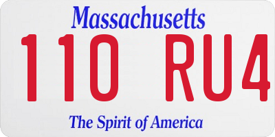 MA license plate 110RU4