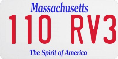MA license plate 110RV3