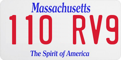 MA license plate 110RV9