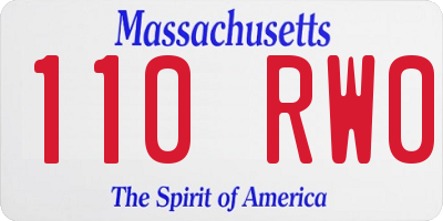 MA license plate 110RW0