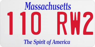MA license plate 110RW2