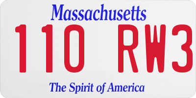 MA license plate 110RW3