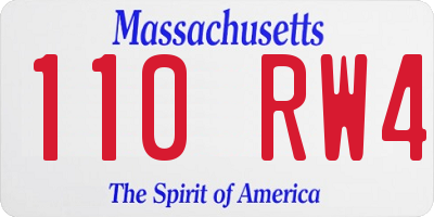 MA license plate 110RW4