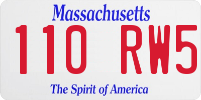 MA license plate 110RW5