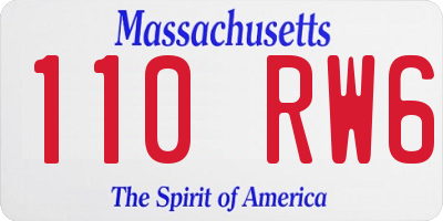 MA license plate 110RW6