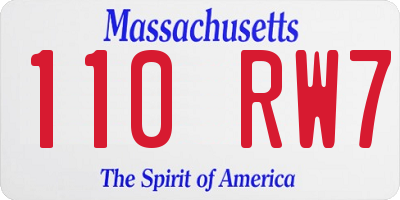 MA license plate 110RW7
