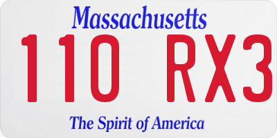 MA license plate 110RX3