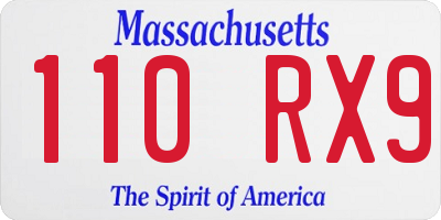 MA license plate 110RX9