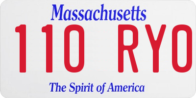 MA license plate 110RY0