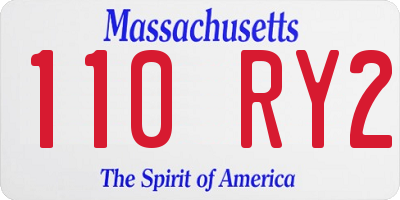 MA license plate 110RY2