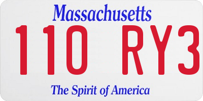 MA license plate 110RY3