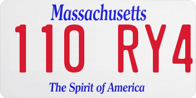 MA license plate 110RY4