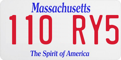 MA license plate 110RY5