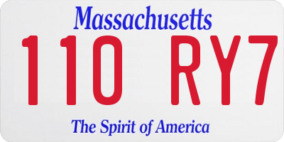 MA license plate 110RY7