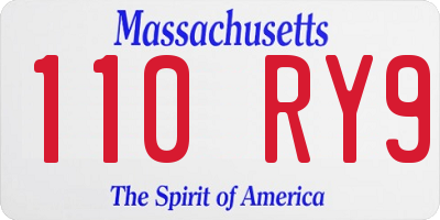 MA license plate 110RY9