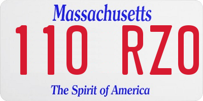 MA license plate 110RZ0