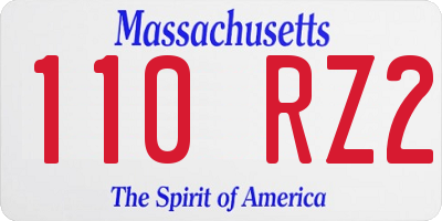 MA license plate 110RZ2